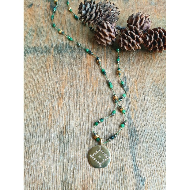 Hanka IN kaklo papuošalas su piritu, soizitu ir cirkoniu